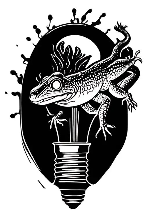 Salamander In A Lightbulb Abstract Design Microrealism