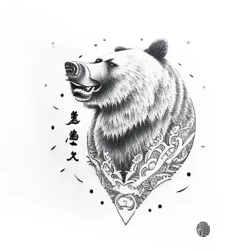 Realistic Side View Bear With Aviation Elements