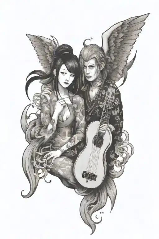 Tatoo Two Pieces Music Manga Family