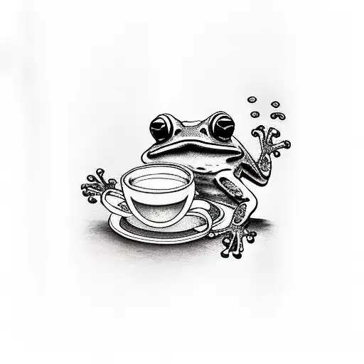 Frog Drinking Coffe