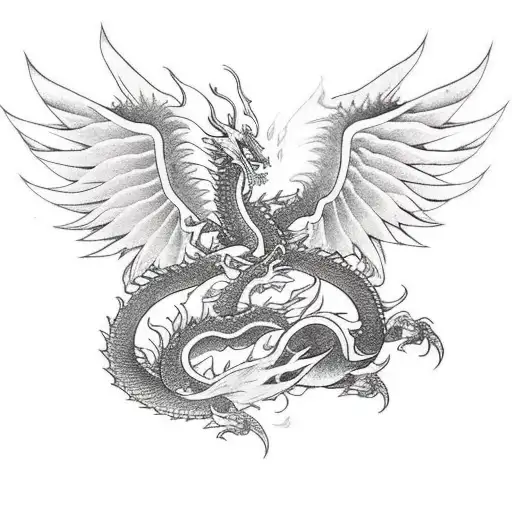 Fire Spitting Dragon With Wings And Tail