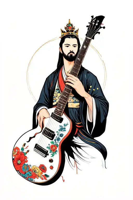 King David Hold Guitar