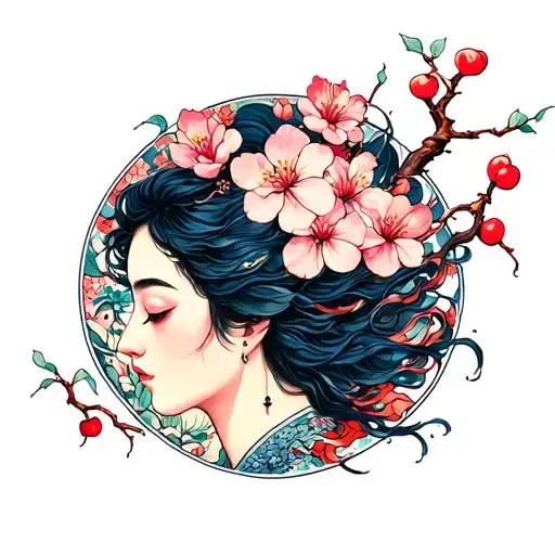 Aquarius With Cherry Blossoms Wrapped