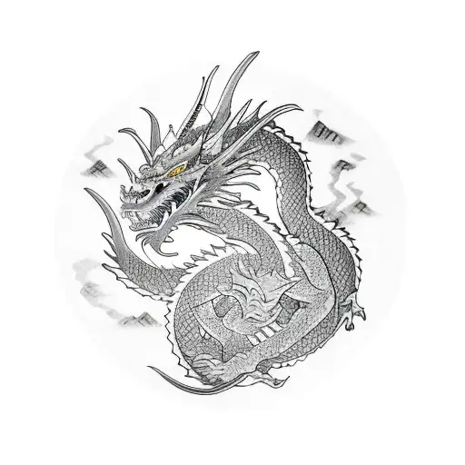 Dragon Connected By 4 Swords In Each Direction