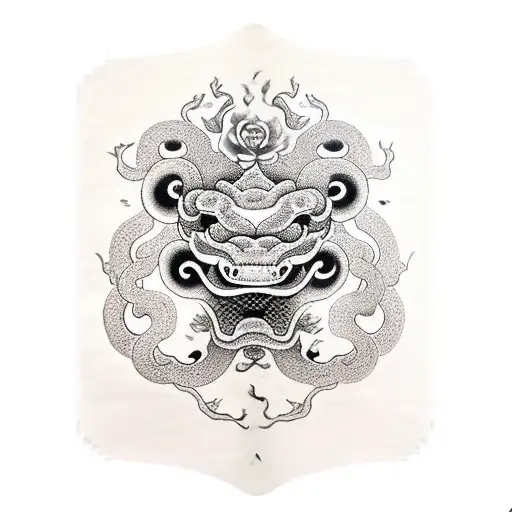 Foo Dog Hanya Mask Snake Cherry Blossom