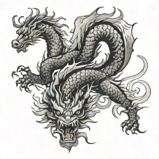 Chinese Dragon And Horse Tattoo Design