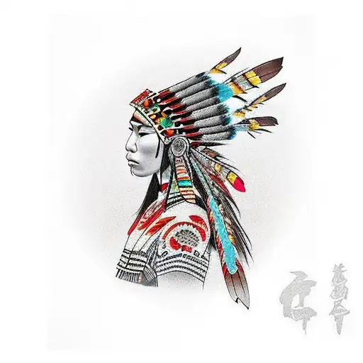 Native American Girl With Headress