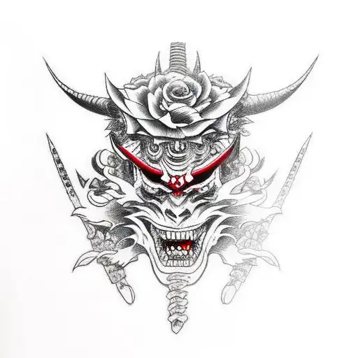 Demon Samurai With Roses