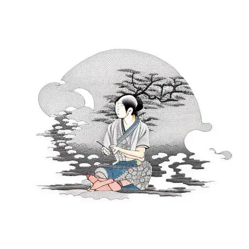 A Boy Sitting By A Tree Writing And Dressed With A Mother Crying