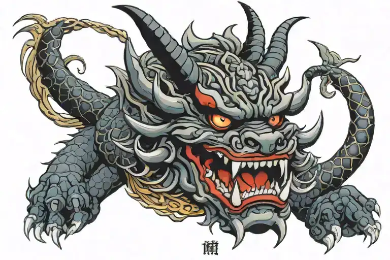 Shuten Doji Oni Mask Dragon Wrapped