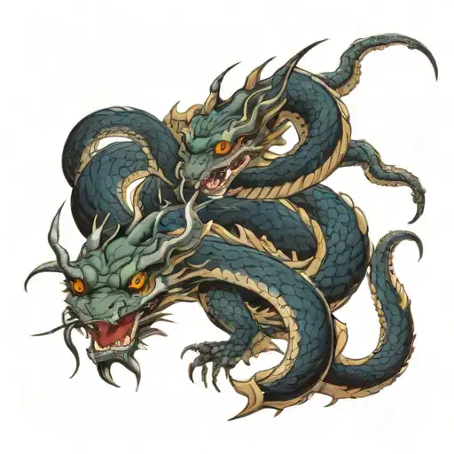 Snake And Dragon Emerging