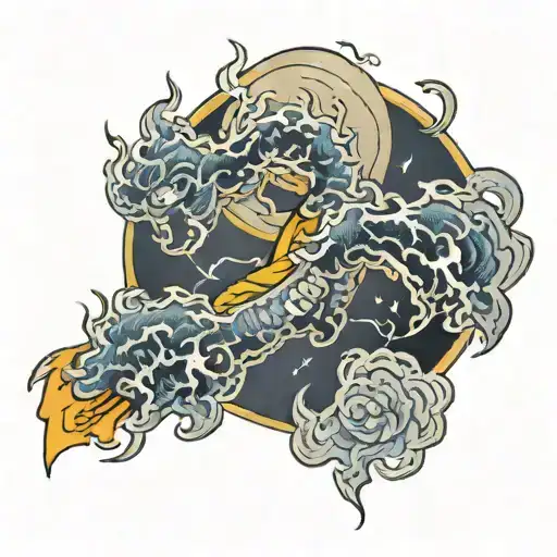 Moon And Lightning Bolt Striking