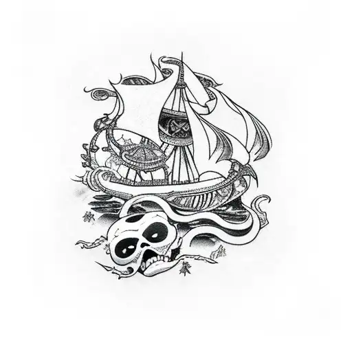 Kraken Around A Pirate Ship