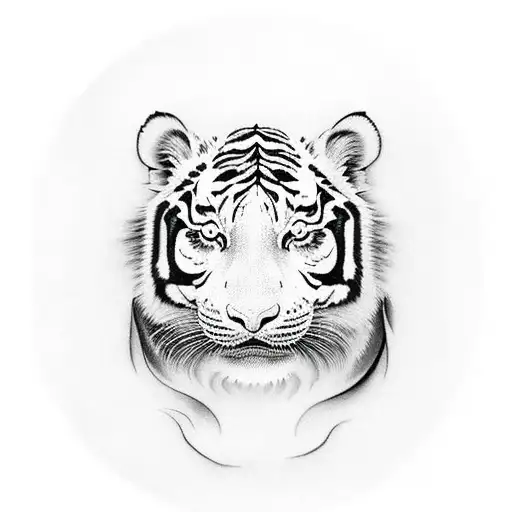Ying And Yang With A Black Bat And A White Tiger