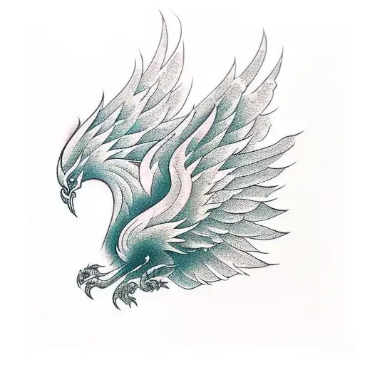 Phoenix Rising From The Ashes With Open Wings