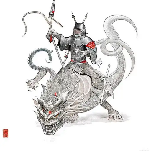 A Medieval Saint George Trying To Kill A Japanese Dragon