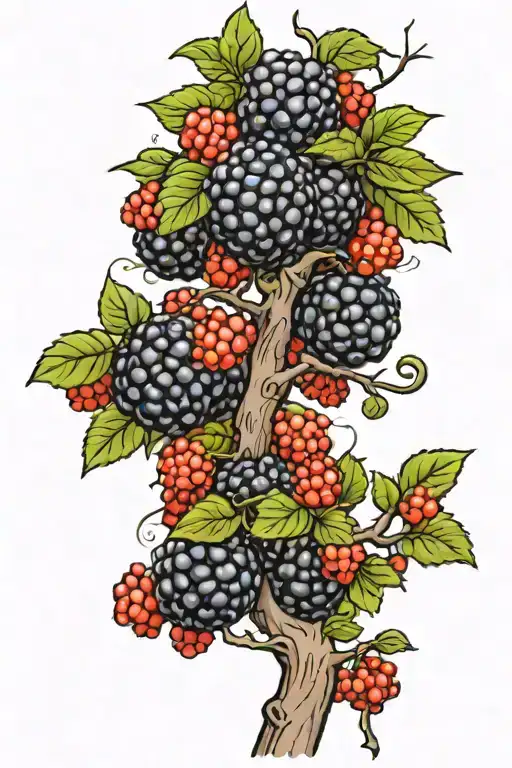 Blackberry Tree Growing And Golf Ball