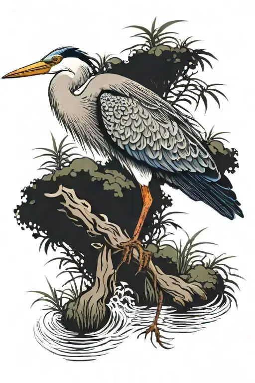 Hunting Heron Standing Tall Amidst