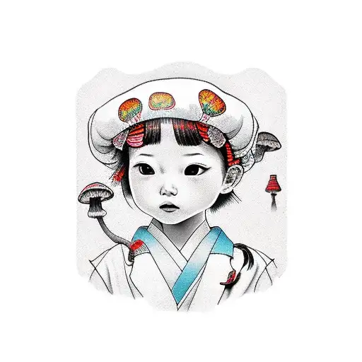 Little Girl Doctor In A Mushroom