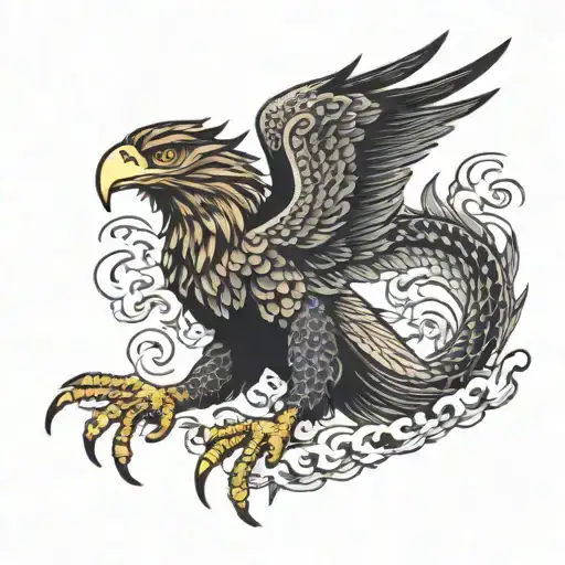 An Wedgetail Eagle Attacking A Dragon