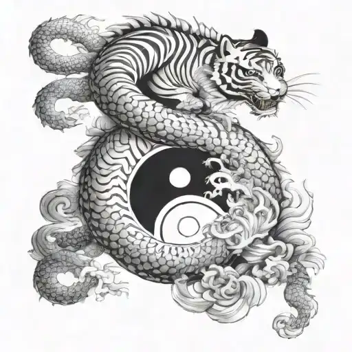 Tiger And Dragon Yin Yang Symbol