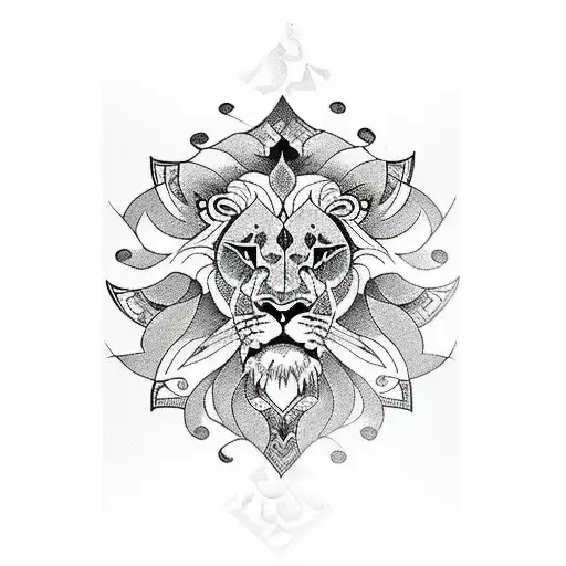 Full Sleeve Lion With Tribal And Mandala Design