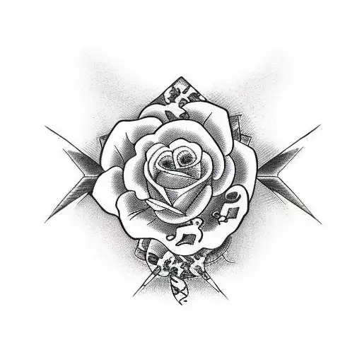 Breast Cancer Ribbon With Crosses And Roses