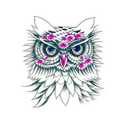 Owl & Honey Badger With Flowers