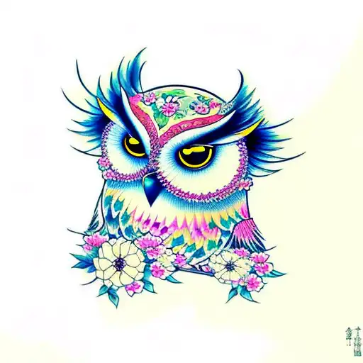 Owl & Honey Badger With Flowers