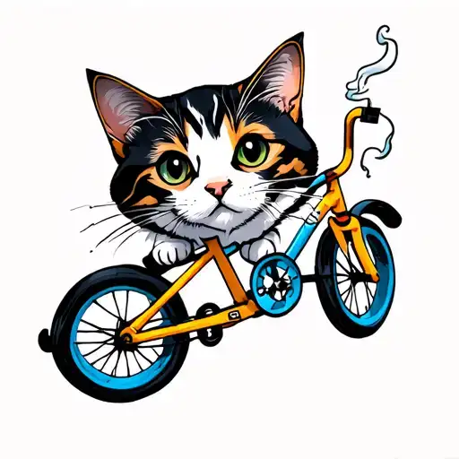 Cat Painting Graffiti And Smoking Sigarets On The Bmx