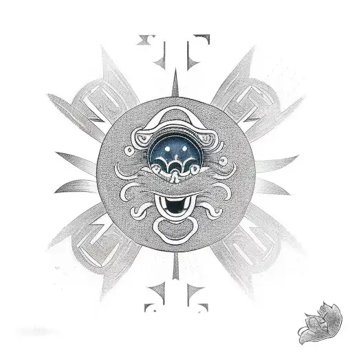 A Hikae With The Sun And It's Rays Spreading Out From The Chest On The Arm