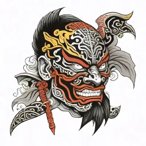 Half Samurai Mask Split In Half