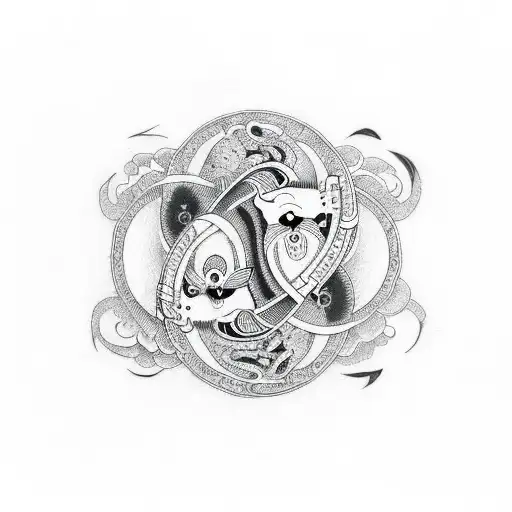 Black And White Dogs Ying Yang Fine Line