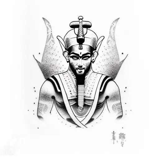 A Dotwork Tattoo Of An Egyptian Pharaoh Practicing Jiu-jitsu