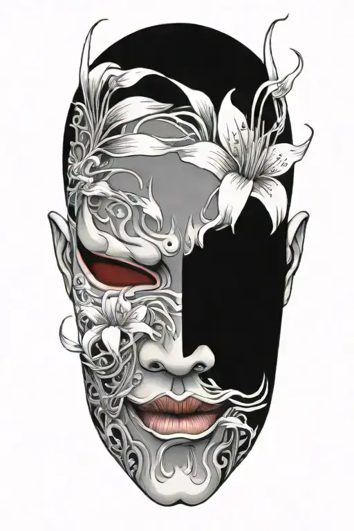Oni Mask With Spider Lillies
