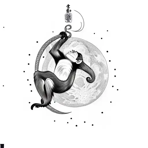 Monkey Hanging From The Moon