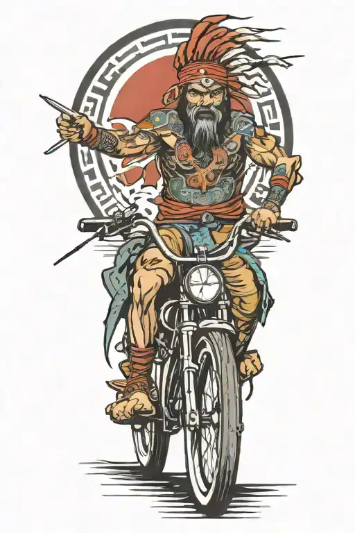 Indian Warrior Riding Bicycle