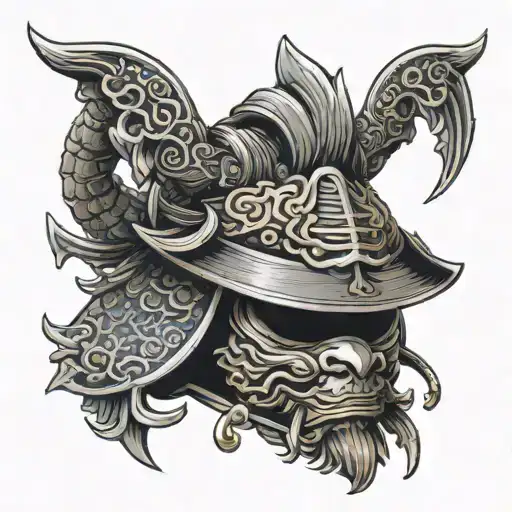 Kabuto Helmet With Japanese Background