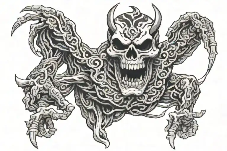 Skull Taking Off Oni Mask