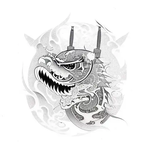 Katana With Traditional Background