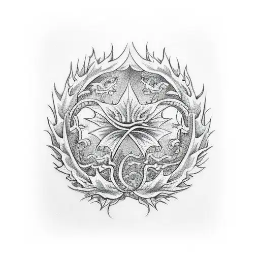 Irezumi Dragon Maple Leaf