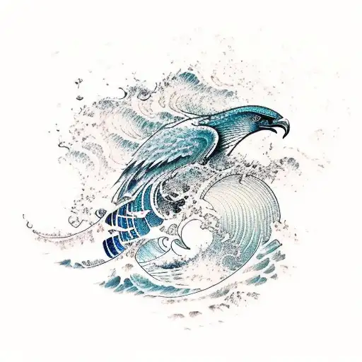 Ocean Waves And Hawk