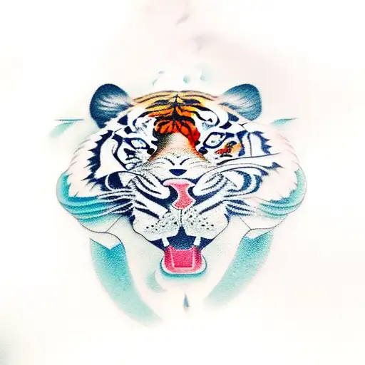 Tiger Fighting A Crane