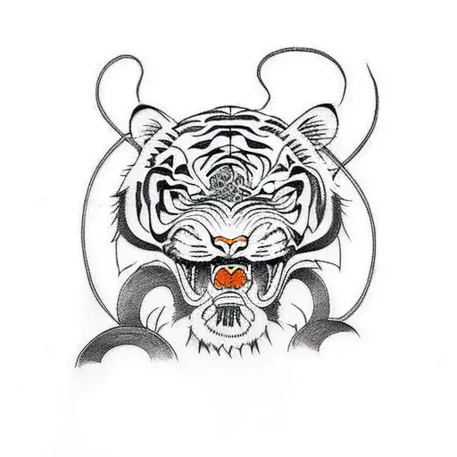 Samurai Holding A Tiger