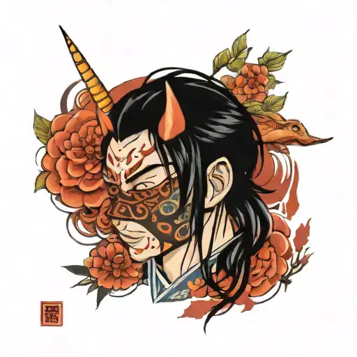 Boy With Black Hair And Blue Eyes With Mask