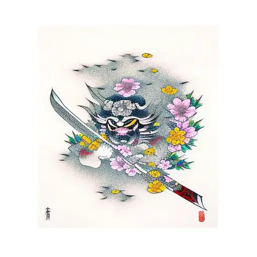 Katana With Japan Flower