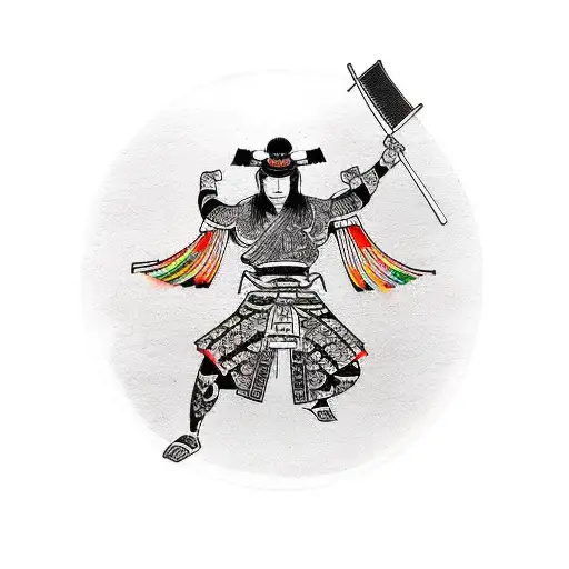 Samurai Jumping Off Temple