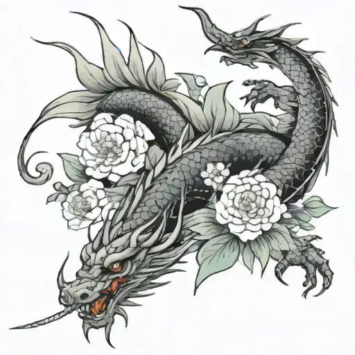 Flowers And A Dragon