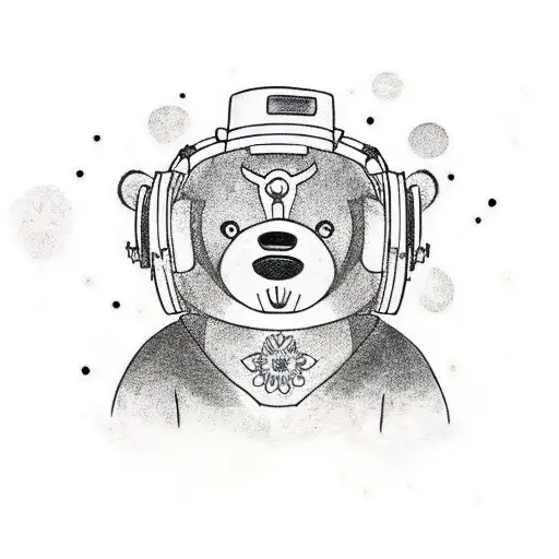 Cute Bear Listening To Music