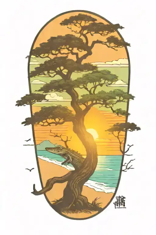 Alligator Beach Live Oak Tree Sunset